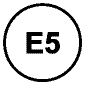 Ympyrän sisällä teksti E5 tarkoittaa bensiiniä, johon on sekoitettu enintään 5 tilavuusprosenttia etanolia.